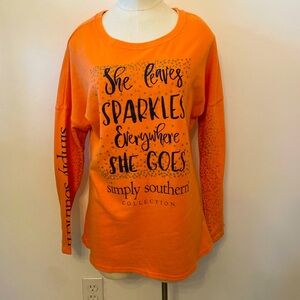 Simply Southern ✨ She Leaves Sparkles Wherever She Goes✨Orange Pullover size M